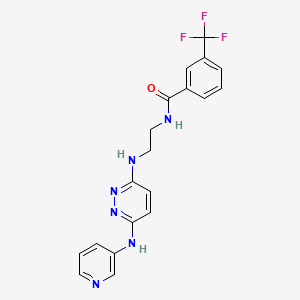molecular formula C19H17F3N6O B2803380 N-(2-((6-(pyridin-3-ylamino)pyridazin-3-yl)amino)ethyl)-3-(trifluoromethyl)benzamide CAS No. 1021059-61-9