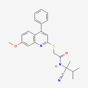 molecular formula C24H25N3O2S B2803384 N-(2-cyano-3-methylbutan-2-yl)-2-(7-methoxy-4-phenylquinolin-2-yl)sulfanylacetamide CAS No. 871212-55-4