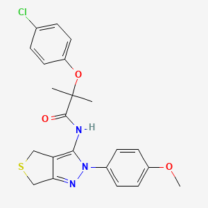 molecular formula C22H22ClN3O3S B2803386 2-(4-chlorophenoxy)-N-(2-(4-methoxyphenyl)-4,6-dihydro-2H-thieno[3,4-c]pyrazol-3-yl)-2-methylpropanamide CAS No. 893940-78-8