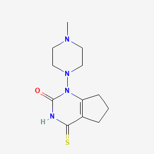 molecular formula C12H18N4OS B2803389 1-(4-methylpiperazin-1-yl)-4-thioxo-3,4,6,7-tetrahydro-1H-cyclopenta[d]pyrimidin-2(5H)-one CAS No. 920250-41-5