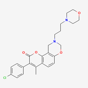 molecular formula C25H27ClN2O4 B2803390 3-(4-chlorophenyl)-4-methyl-9-(3-morpholinopropyl)-9,10-dihydrochromeno[8,7-e][1,3]oxazin-2(8H)-one CAS No. 951986-36-0