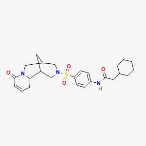 molecular formula C25H31N3O4S B2803398 2-cyclohexyl-N-(4-((8-oxo-5,6-dihydro-1H-1,5-methanopyrido[1,2-a][1,5]diazocin-3(2H,4H,8H)-yl)sulfonyl)phenyl)acetamide CAS No. 681270-01-9