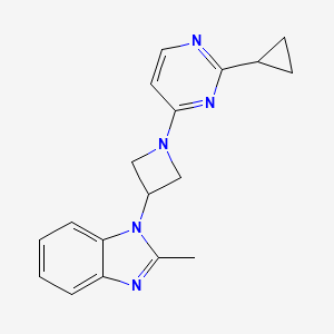 molecular formula C18H19N5 B2803405 1-[1-(2-Cyclopropylpyrimidin-4-yl)azetidin-3-yl]-2-methylbenzimidazole CAS No. 2380079-59-2