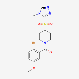 molecular formula C16H19BrN4O4S B2803409 (2-bromo-5-methoxyphenyl)(4-((4-methyl-4H-1,2,4-triazol-3-yl)sulfonyl)piperidin-1-yl)methanone CAS No. 1448131-54-1