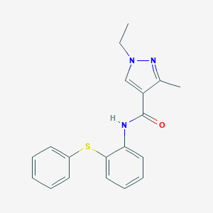 molecular formula C19H19N3OS B280341 1-ethyl-3-methyl-N-[2-(phenylsulfanyl)phenyl]-1H-pyrazole-4-carboxamide 