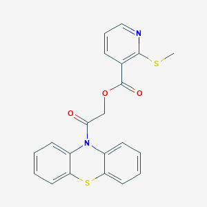molecular formula C21H16N2O3S2 B2803410 (2-氧代-2-苯并噻唑-10-基乙基) 2-甲硫基吡啶-3-羧酸酯 CAS No. 491624-18-1
