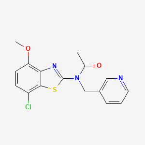 molecular formula C16H14ClN3O2S B2803418 N-(7-chloro-4-methoxybenzo[d]thiazol-2-yl)-N-(pyridin-3-ylmethyl)acetamide CAS No. 886964-84-7