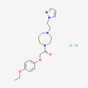 molecular formula C20H29ClN4O3 B2803423 1-(4-(2-(1H-pyrazol-1-yl)ethyl)-1,4-diazepan-1-yl)-2-(4-ethoxyphenoxy)ethanone hydrochloride CAS No. 1396802-21-3