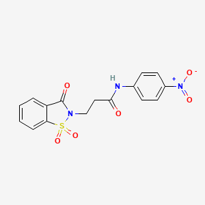 molecular formula C16H13N3O6S B2803428 3-(1,1-二氧代-3-氧代苯并[d]异噻唑-2(3H)-基)-N-(4-硝基苯基)丙酰胺 CAS No. 899996-07-7