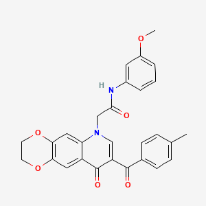 N-(3-methoxyphenyl)-2-[8-(4-methylbenzoyl)-9-oxo-2H,3H,6H,9H-[1,4]dioxino[2,3-g]quinolin-6-yl]acetamide