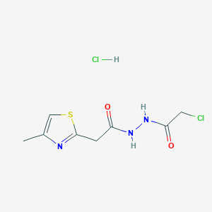 molecular formula C8H11Cl2N3O2S B2803439 2-chloro-N'-[(4-methyl-1,3-thiazol-2-yl)acetyl]acetohydrazide hydrochloride CAS No. 1052550-07-8