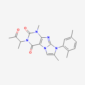 molecular formula C21H23N5O3 B2803457 6-(2,5-Dimethylphenyl)-4,7-dimethyl-2-(3-oxobutan-2-yl)purino[7,8-a]imidazole-1,3-dione CAS No. 878728-27-9
