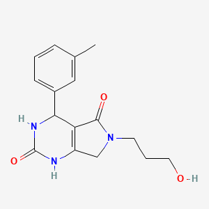 molecular formula C16H19N3O3 B2803461 6-(3-hydroxypropyl)-4-(3-methylphenyl)-3,4,6,7-tetrahydro-1H-pyrrolo[3,4-d]pyrimidine-2,5-dione CAS No. 1170622-06-6