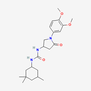 molecular formula C22H33N3O4 B2803469 1-(1-(3,4-Dimethoxyphenyl)-5-oxopyrrolidin-3-yl)-3-(3,3,5-trimethylcyclohexyl)urea CAS No. 1013757-54-4