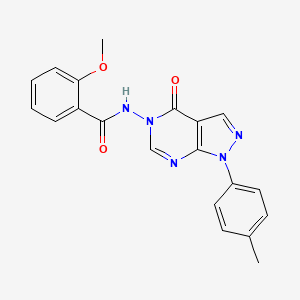 molecular formula C20H17N5O3 B2803477 2-methoxy-N-(4-oxo-1-(p-tolyl)-1H-pyrazolo[3,4-d]pyrimidin-5(4H)-yl)benzamide CAS No. 900007-82-1