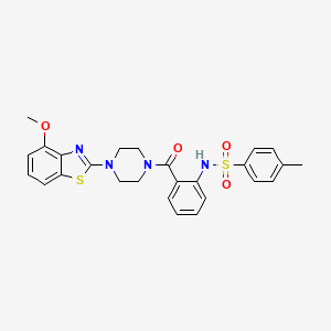 molecular formula C26H26N4O4S2 B2803481 N-(2-(4-(4-methoxybenzo[d]thiazol-2-yl)piperazine-1-carbonyl)phenyl)-4-methylbenzenesulfonamide CAS No. 922677-91-6