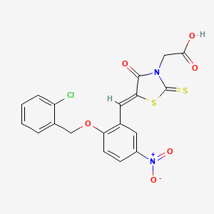 molecular formula C19H13ClN2O6S2 B2803485 (Z)-2-(5-(2-((2-氯苯甲氧基)-5-硝基苄基)-4-氧代-2-硫代噻唑烷-3-基)乙酸 CAS No. 613218-85-2