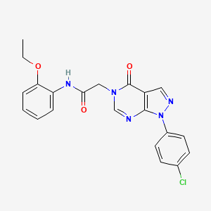 molecular formula C21H18ClN5O3 B2803486 2-(1-(4-氯苯基)-4-氧代-1H-吡嗪并[3,4-d]嘧啶-5(4H)-基)-N-(2-乙氧苯基)乙酰胺 CAS No. 852440-96-1