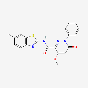 molecular formula C20H16N4O3S B2803489 4-methoxy-N-(6-methyl-1,3-benzothiazol-2-yl)-6-oxo-1-phenylpyridazine-3-carboxamide CAS No. 941944-36-1