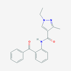 molecular formula C20H19N3O2 B280349 N-(2-benzoylphenyl)-1-ethyl-3-methyl-1H-pyrazole-4-carboxamide 