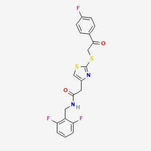 molecular formula C20H15F3N2O2S2 B2803490 N-(2,6-二氟苯甲基)-2-(2-((2-(4-氟苯基)-2-氧代乙基)硫代噻唑-4-基)乙酰胺 CAS No. 1020979-99-0