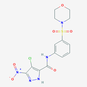 molecular formula C14H14ClN5O6S B280350 4-chloro-N-(3-morpholin-4-ylsulfonylphenyl)-3-nitro-1H-pyrazole-5-carboxamide 