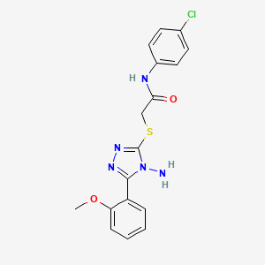 molecular formula C17H16ClN5O2S B2803500 2-{[4-氨基-5-(2-甲氧基苯基)-4H-1,2,4-三唑-3-基]硫代}-N-(4-氯苯基)乙酰胺 CAS No. 565173-77-5