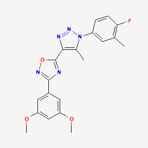 molecular formula C20H18FN5O3 B2803502 3-(3,5-dimethoxyphenyl)-5-(1-(4-fluoro-3-methylphenyl)-5-methyl-1H-1,2,3-triazol-4-yl)-1,2,4-oxadiazole CAS No. 1251610-94-2