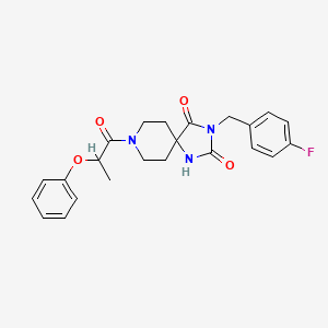 molecular formula C23H24FN3O4 B2803505 3-(4-Fluorobenzyl)-8-(2-phenoxypropanoyl)-1,3,8-triazaspiro[4.5]decane-2,4-dione CAS No. 1021251-61-5