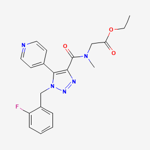 molecular formula C20H20FN5O3 B2803521 ethyl N-(1-(2-fluorobenzyl)-5-(pyridin-4-yl)-1H-1,2,3-triazole-4-carbonyl)-N-methylglycinate CAS No. 2177449-89-5
