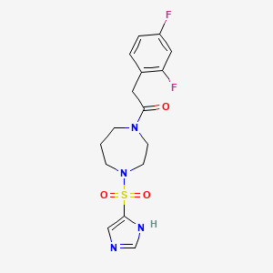 molecular formula C16H18F2N4O3S B2803524 1-(4-((1H-咪唑-4-基)磺酰)-1,4-二氮杂环庚烷-1-基)-2-(2,4-二氟苯基)乙酮 CAS No. 1903497-19-7