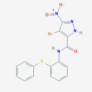 4-bromo-3-nitro-N-(2-phenylsulfanylphenyl)-1H-pyrazole-5-carboxamide