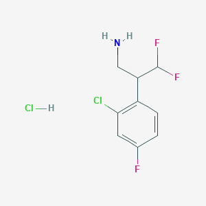 molecular formula C9H10Cl2F3N B2803544 2-(2-Chloro-4-fluorophenyl)-3,3-difluoropropan-1-amine;hydrochloride CAS No. 2361633-88-5