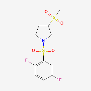 molecular formula C11H13F2NO4S2 B2803554 1-((2,5-Difluorophenyl)sulfonyl)-3-(methylsulfonyl)pyrrolidine CAS No. 1448075-75-9