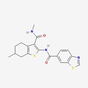 molecular formula C19H19N3O2S2 B2803561 N-[6-methyl-3-(methylcarbamoyl)-4,5,6,7-tetrahydro-1-benzothiophen-2-yl]-1,3-benzothiazole-6-carboxamide CAS No. 892982-99-9