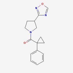 molecular formula C16H17N3O2 B2803565 (3-(1,2,4-Oxadiazol-3-yl)pyrrolidin-1-yl)(1-phenylcyclopropyl)methanone CAS No. 2034551-79-4