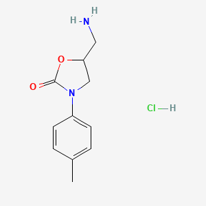 molecular formula C11H15ClN2O2 B2803571 5-(Aminomethyl)-3-(p-tolyl)oxazolidin-2-one hydrochloride CAS No. 2034356-94-8