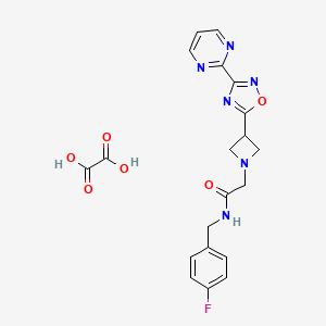 molecular formula C20H19FN6O6 B2803576 N-(4-fluorobenzyl)-2-(3-(3-(pyrimidin-2-yl)-1,2,4-oxadiazol-5-yl)azetidin-1-yl)acetamide oxalate CAS No. 1351596-09-2