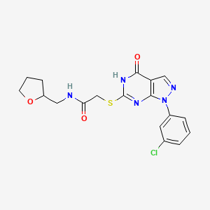 molecular formula C18H18ClN5O3S B2803603 2-((1-(3-氯苯基)-4-羟基-1H-吡唑并[3,4-d]嘧啶-6-基)硫代)-N-((四氢呋喃-2-基)甲基)乙酰胺 CAS No. 878107-92-7