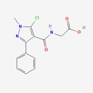 molecular formula C13H12ClN3O3 B2803606 2-{[(5-氯-1-甲基-3-苯基-1H-吡唑-4-基)羰基]氨基}乙酸 CAS No. 956205-91-7