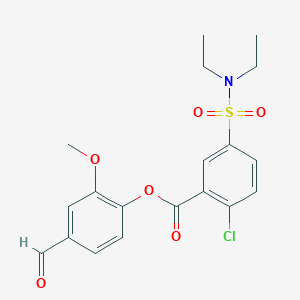 molecular formula C19H20ClNO6S B2803615 4-甲酰基-2-甲氧基苯基 2-氯-5-(二乙基磺酰)苯甲酸酯 CAS No. 380427-16-7