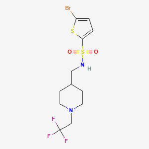 molecular formula C12H16BrF3N2O2S2 B2803616 5-Bromo-N-[[1-(2,2,2-trifluoroethyl)piperidin-4-yl]methyl]thiophene-2-sulfonamide CAS No. 2320216-97-3