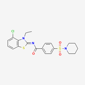 N-(4-chloro-3-ethyl-1,3-benzothiazol-2-ylidene)-4-piperidin-1-ylsulfonylbenzamide