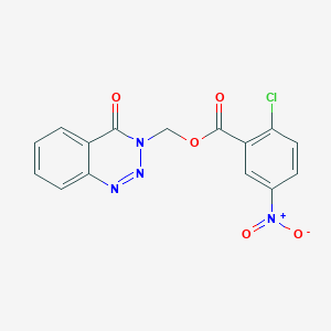 molecular formula C15H9ClN4O5 B2803644 (4-Oxo-3,4-dihydro-1,2,3-benzotriazin-3-yl)methyl 2-chloro-5-nitrobenzoate CAS No. 481645-83-4