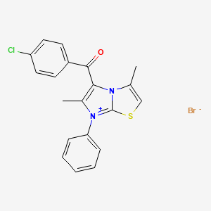 molecular formula C20H16BrClN2OS B2803671 5-(4-Chlorobenzoyl)-3,6-dimethyl-7-phenylimidazo[2,1-b]thiazol-7-ium bromide CAS No. 200959-88-2