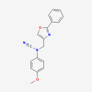 molecular formula C18H15N3O2 B2803672 (4-Methoxyphenyl)-[(2-phenyl-1,3-oxazol-4-yl)methyl]cyanamide CAS No. 1935808-90-4