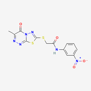 molecular formula C13H10N6O4S2 B2803684 2-((3-methyl-4-oxo-4H-[1,3,4]thiadiazolo[2,3-c][1,2,4]triazin-7-yl)thio)-N-(3-nitrophenyl)acetamide CAS No. 869074-07-7