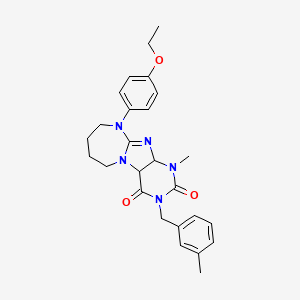 molecular formula C26H29N5O3 B2803693 10-(4-ethoxyphenyl)-1-methyl-3-[(3-methylphenyl)methyl]-1H,2H,3H,4H,6H,7H,8H,9H,10H-[1,3]diazepino[1,2-g]purine-2,4-dione CAS No. 923378-28-3