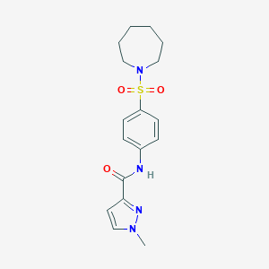 molecular formula C17H22N4O3S B280371 N-[4-(1-azepanylsulfonyl)phenyl]-1-methyl-1H-pyrazole-3-carboxamide 
