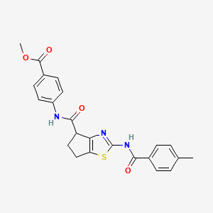 methyl 4-(2-(4-methylbenzamido)-5,6-dihydro-4H-cyclopenta[d]thiazole-4-carboxamido)benzoate